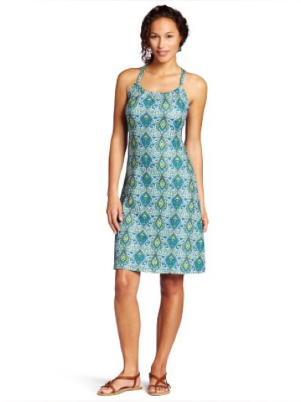 Prana blue green boho Quinn athletic built in bra mini outdoor dress S